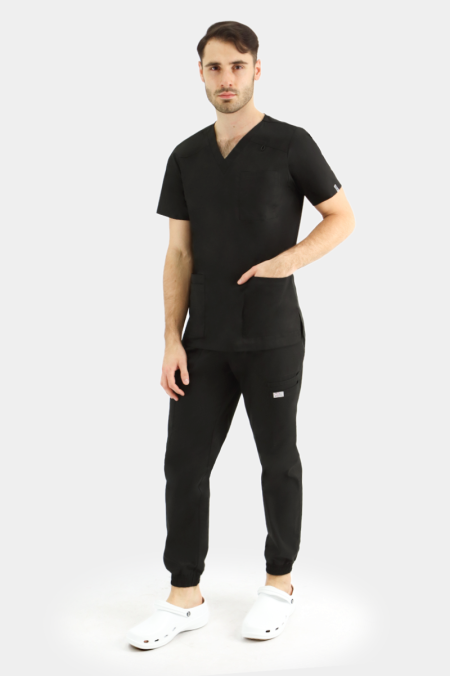 Czarne męskie spodnie medyczne joggery