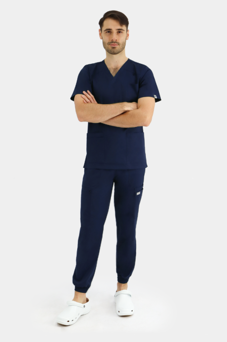 Granatowe męskie spodnie medyczne joggery
