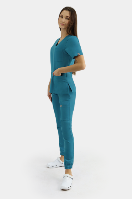 Damskie spodnie medyczne joggery Soft royal turquosie