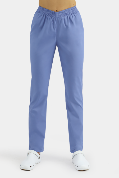 Niebieskie damskie spodnie medyczne na gumie