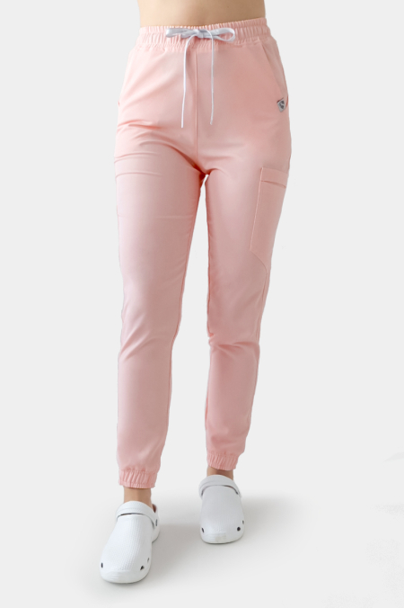 Damskie spodnie medyczne joggery Mia powder pink