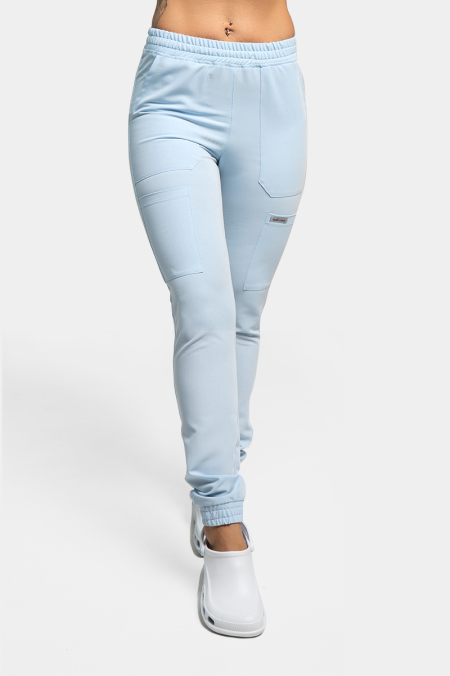 Damskie spodnie medyczne joggery Soft baby blue