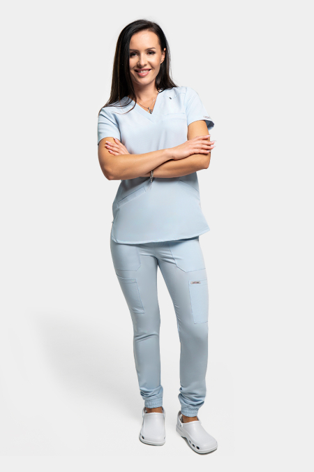 Damskie spodnie medyczne joggery Soft baby blue