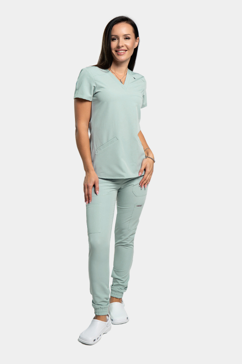 Damskie spodnie medyczne joggery Soft ice blue