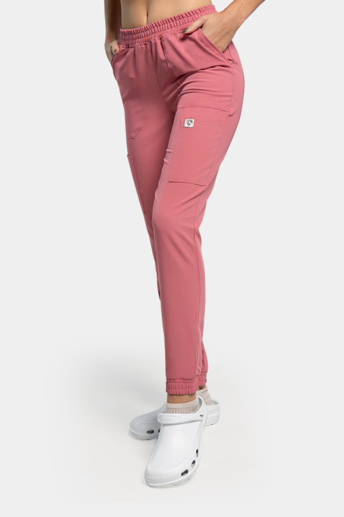 Damskie spodnie medyczne joggery Soft liczi