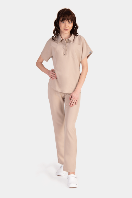 Damska bluza medyczna polo gold beige