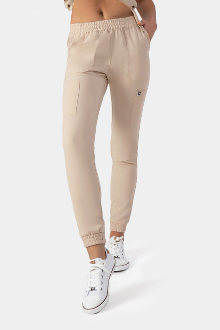 Damskie spodnie medyczne joggery Soft gold beige