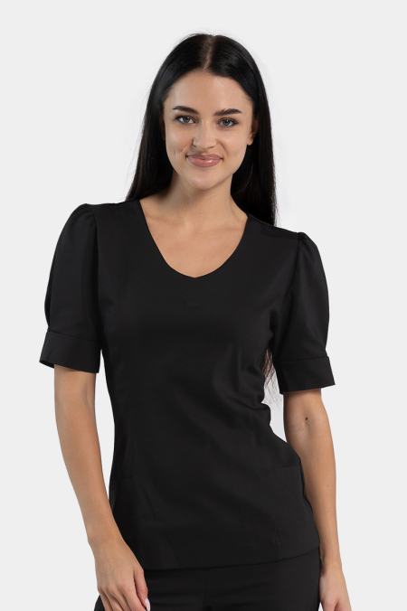 Damska bluza kosmetyczna Julia z krótkim rękawem black