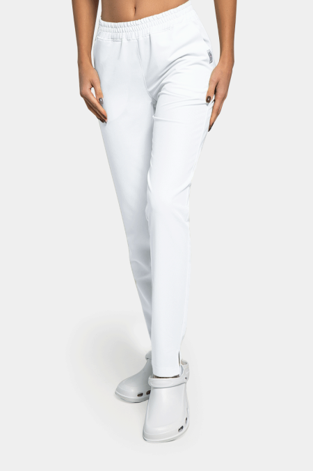 Damskie spodnie medyczne Slim Soft białe