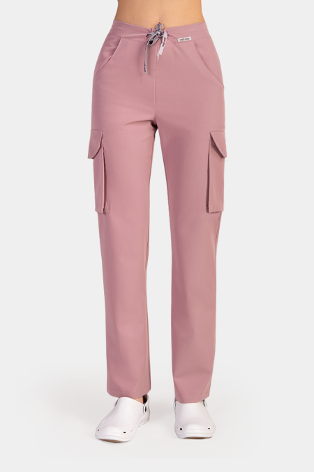 Damskie spodnie medyczne bojówki pink lavender