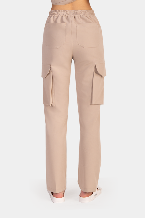 Damskie spodnie medyczne bojówki gold beige