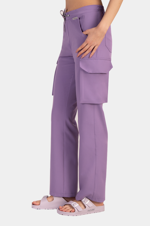 Damskie spodnie medyczne bojówki violet