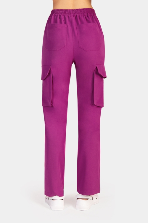 Damskie spodnie medyczne bojówki purple plum