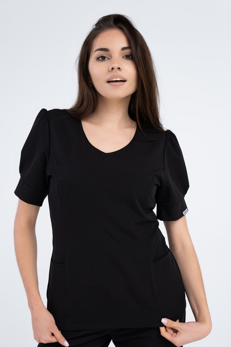 Damska bluza kosmetyczna Julia z krótkim rękawem black