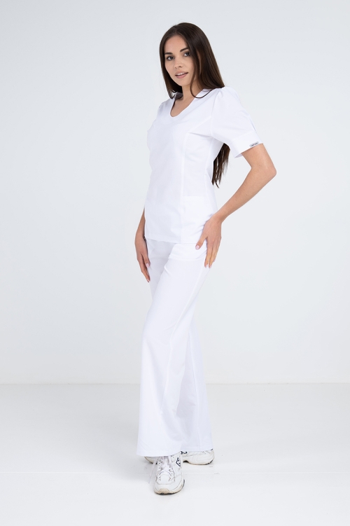Damska bluza kosmetyczna Julia z krótkim rękawem white