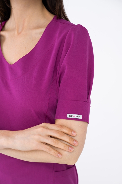 Damska bluza kosmetyczna Julia z krótkim rękawem purple plum