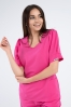 Damska bluza kosmetyczna Julia z krótkim rękawem hot pink