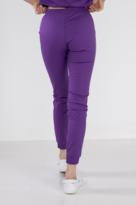 Medyczne spodnie damskie joggery dark lilac