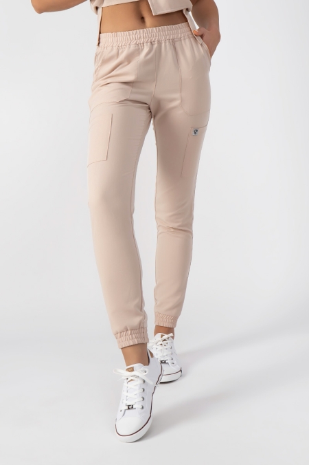 Damskie spodnie medyczne joggery Soft gold beige