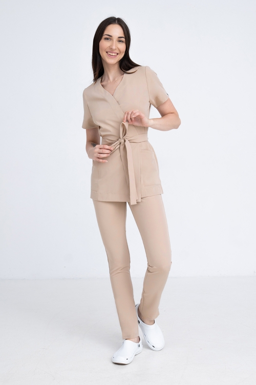 Kosmetyczna tunika damska Lili Soft gold beige