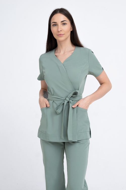 Kosmetyczna tunika damska Lili Soft grey mint