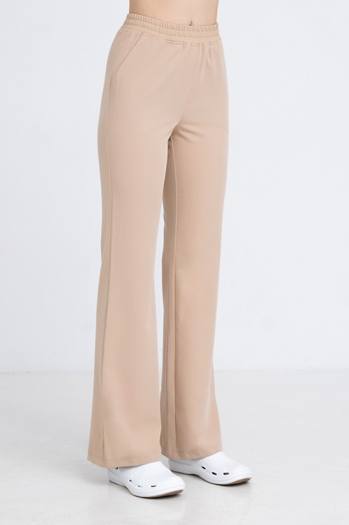 Spodnie medyczne dzwony damskie gold beige