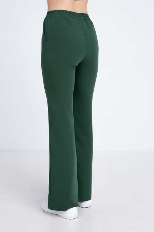 Spodnie medyczne dzwony damskie dark green