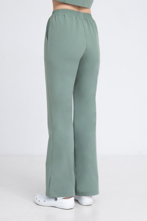 Spodnie medyczne dzwony damskie grey mint