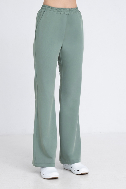 Spodnie medyczne dzwony damskie grey mint