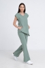 Spodnie medyczne dzwony damskie grey mint