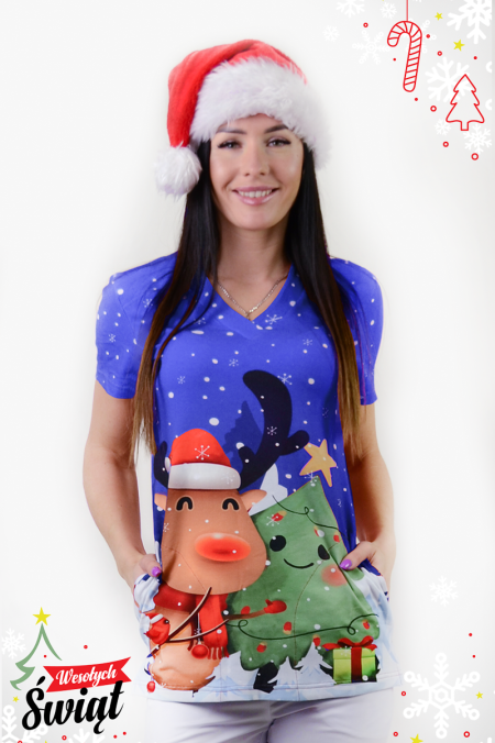 Damska bluza medyczna Gabi w świątecznym stylu